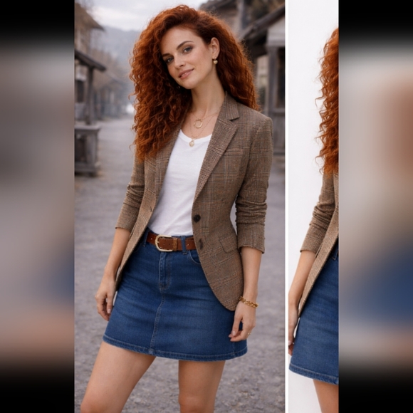 Ebossy Plaid Blazer – New With Tags 🤎.pit To Pit 18" - Picture 2 of 7